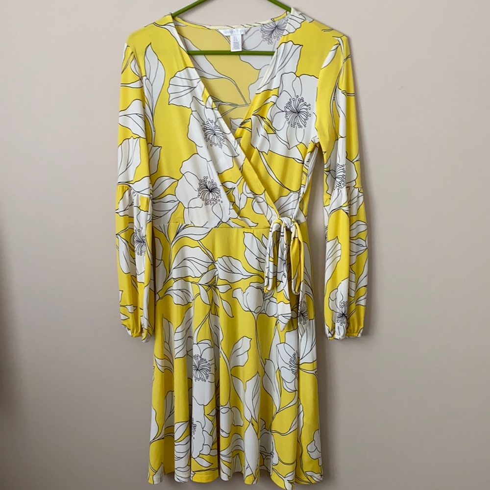 London Times Yellow Wrap Dress